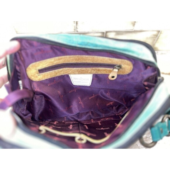 Anuschka Hand Painted Art Leather Tiger Leopard Hibiscus Satchel Purse W/Coin - Picture 11 of 16